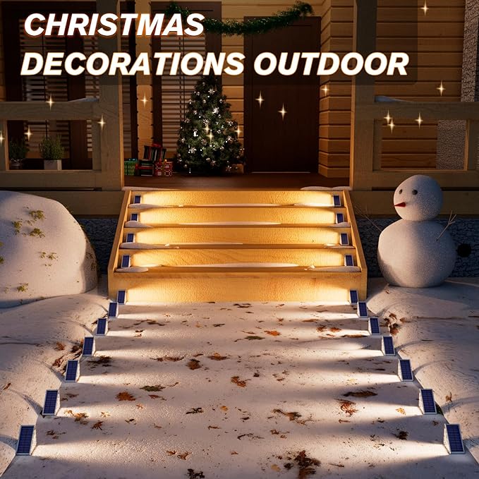 VOLISUN Outdoor Stair Lights 8 Pack, Solar Step Lights Waterproof IP67,80 Lumen, Led Step Lights Outdoor for Garden Backyard Stair, Staircase, Front Step, Front Porch and Deck(Warm White)