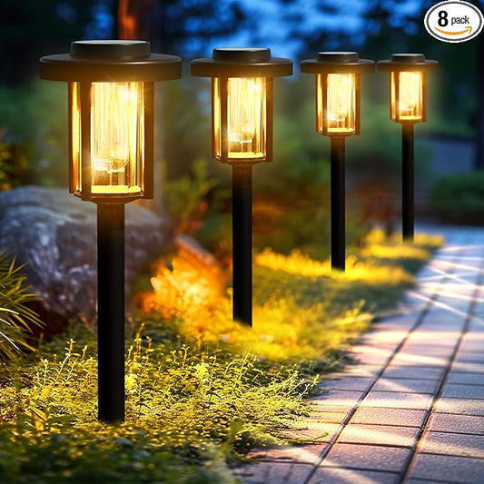 GIGALUMI Solar Pathway Lights Outdoor, 8Pack Gardening Light IP65 Waterproof Landscape Lighting for Yard and Walkway, Garden Decorations for Outside Patio Porch, Warm White