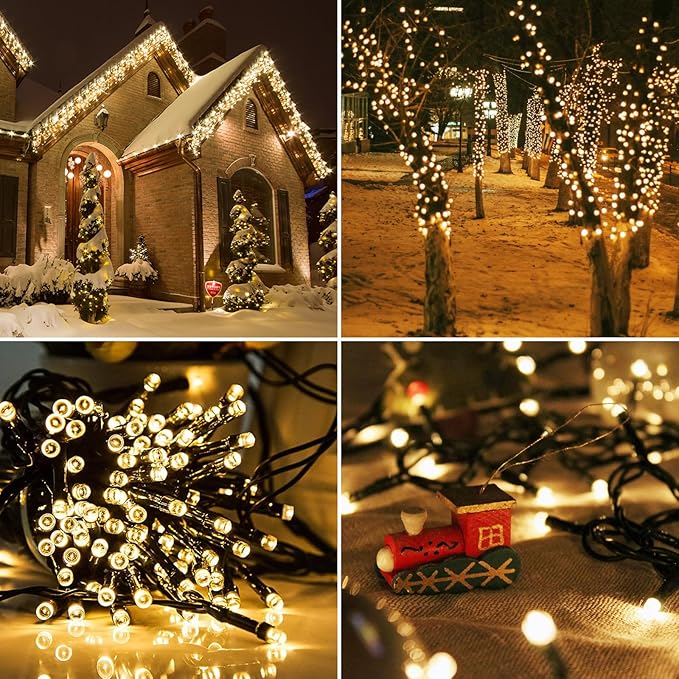 Solar String Lights Outdoor Waterproof: 50ft 100LED Solar String Lights Outdoor - Solar Powered Twinkle Fairy Tree Light with 8 Lighting Mode for Patio, Garden,Courtyards,Trees(Warm White)