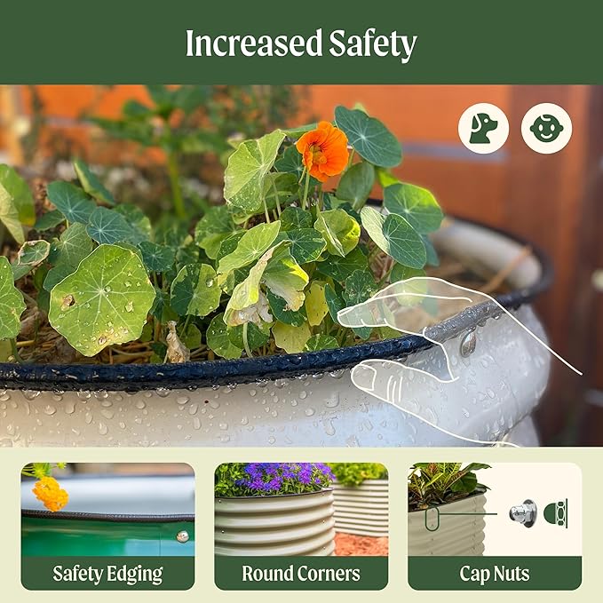 Vego garden 32" Extra Tall Raised Garden Bed Kits, 10 in 1 Modular Raised Planter Box for Vegetables Flowers Fruits Oval Metal Raised Garden Bed, Sky Blue