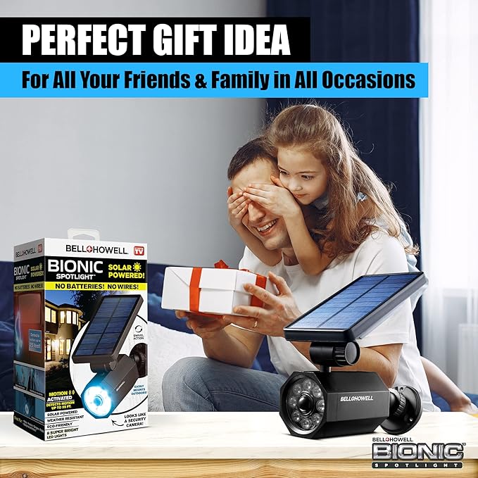 Bell+Howell Bionic Spotlight Motion Solar Spot Lights Outdoor Waterproof, Solar Landscape Lights, Outdoor Solar Yard Lights Weather Resistant, Super Bright LED Lights, for Garden, Lawn As Seen On TV