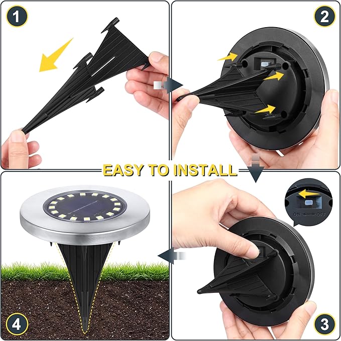 Solar Ground Lights-Waterproof Solar Lights Outdoor Garden- Solar Disk Lights-Upgraded 16LED Bright in-Ground Lights-Landscape Lights for Pathway, Yard, Lawn, Patio, Walkway (12 Pack Warm Light)