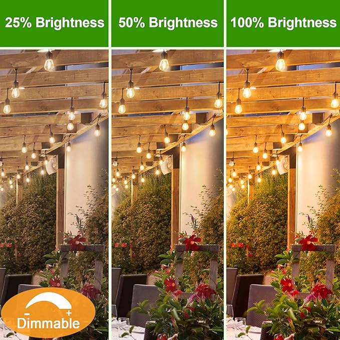 LED S14 Replacement Light Bulbs for Patio String Light, Shatterproof & Waterproof Hanging Light Bulbs for Outdoor String Lights, Dimmable, E26 Base, 24 Pack