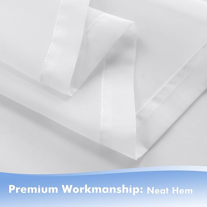 HolidayIdeas White Outdoor Sheer Curtains for Patio Waterproof, 4 Panels - 100 x 95 Inch - Extra Wide Voile Outside Curtains Light Filtering Grommet Drapes for Front Porch, Gazebo, Pergola, Backyard