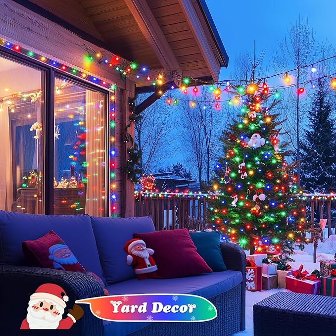 JMEXSUSS 2 Pack Solar Christmas Lights Outdoor Waterproof, Total 400LED 151FT Multi Colored Christmas Lights, 8 Modes Solar String Lights for Outside Tree Patio Garden Xmas Christmas Decorations