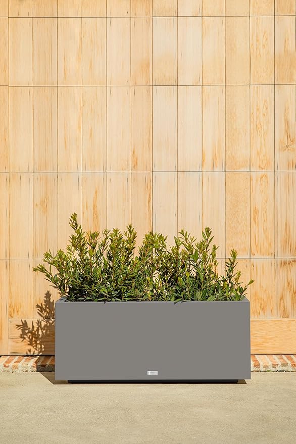 Veradek Block Series Long Box Planter - Large Rectangular Planter for Indoor or Outdoor Patio/Porch | Durable All-Weather Use with Drainage Holes | Modern Décor for Tall Plants, Flowers or Shrubs
