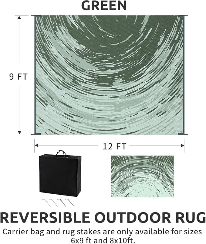 COCOER Modern Outdoor Rug 9x12 Reversible-Waterproof Outdoor Patio Rug-Quick Dry Outdoor Area Rugs Indoor Outdoor Rugs-Outside Rug Patio Decor for Porch Deck Balcony Backyard