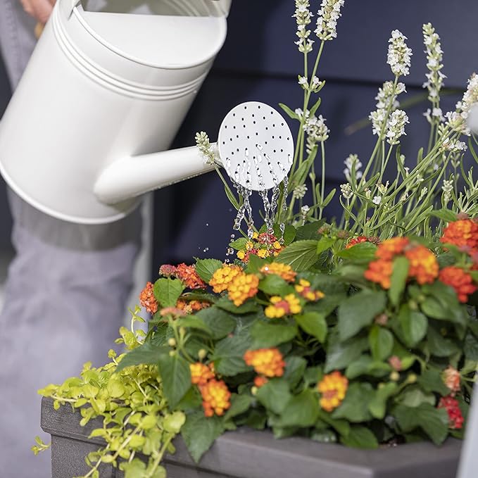 Step2 Lakewood Square Planter, Large Planters for Outdoor Plants, Gardening and Flower Pot for Patio or Porch, Efficient Drainage, Durable Plastic, Dark Cedar, 1-Pack