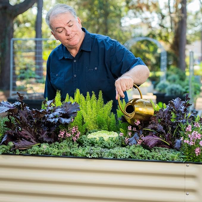 Rolling Elevated Raised Garden Bed-V Series, 2' x 8' Garden Beds with Legs & Storage Rack for Patio & Porch, 1400 Lbs Weight Capacity, Outdoor Planter Box for Vegetables Flower Herbs, Pearl White