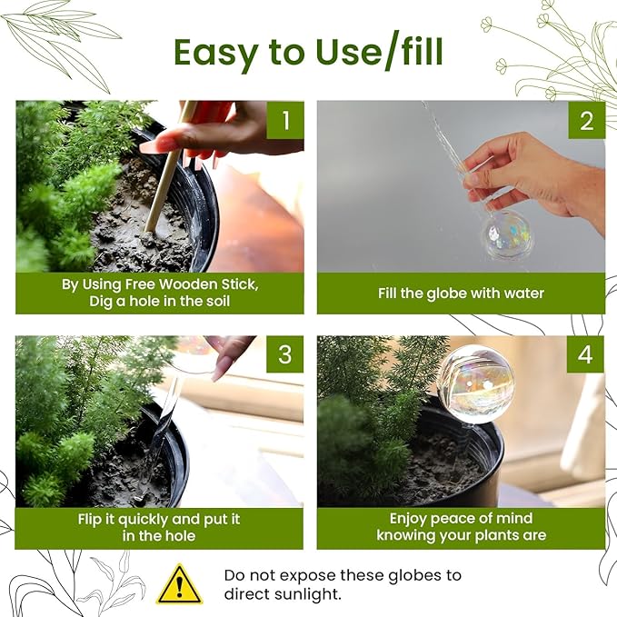 Large 4 Pcs Iridescent Self Watering Globes, Glass Rainbow Plant Watering Globes, Self Watering Planter Insert, Automatic Plant Waterer Indoor, Plant Watering Devices, Plant Water Globe, Watering Bulb