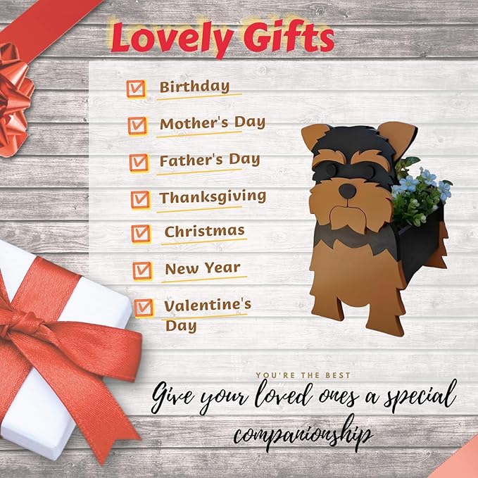Yorkshire Dog Planter Plant Pots,Cute Garden Dog Flower Planter,Dog Planters Birthday Gifts for Women,Office,Indoor/Outdoor Decor(9.45 * 7.76 * 12.13in)