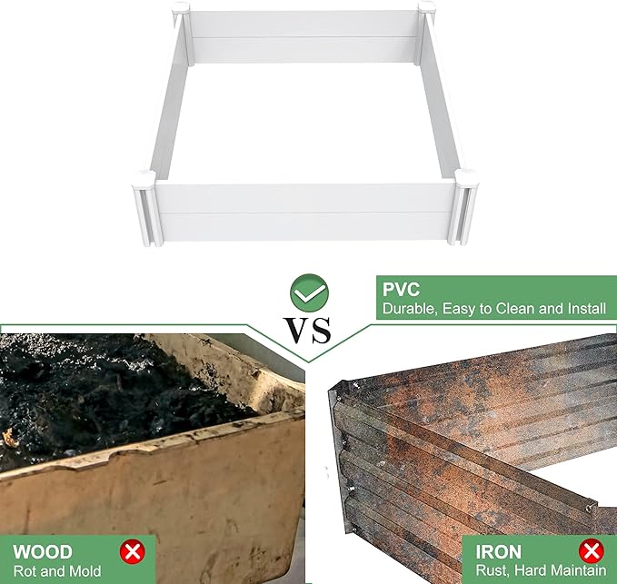 4' x 2' Vinyl Raised Garden Bed Screwless Planter Box for Gardening, Whelping Pen and More