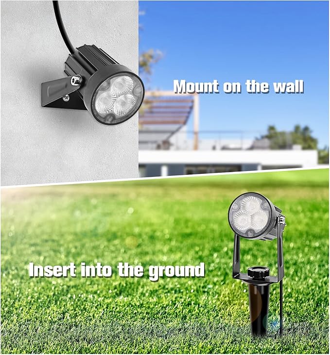 APONUO Metal Outdoor Solar Landscape Lights Solar Lights Outdoor Waterproof Solar Landscape Spotlight for Yard Landscape Lighting, Auto On/Off for Pathway,Driveway, Porch, Patio (Cool White)