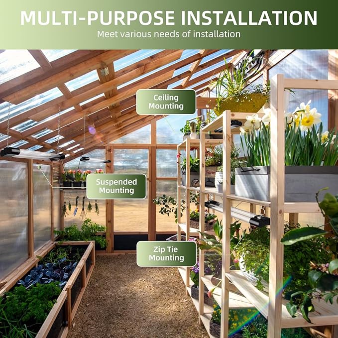 18inch 2 Pack LED Grow Lights - Linkable Grow Lights for Indoor Plants, Full Spectrum Plant Lights Plug and Hanging Design with On/Off Switch Hanging Grow Light from seedling to Flowering, Black