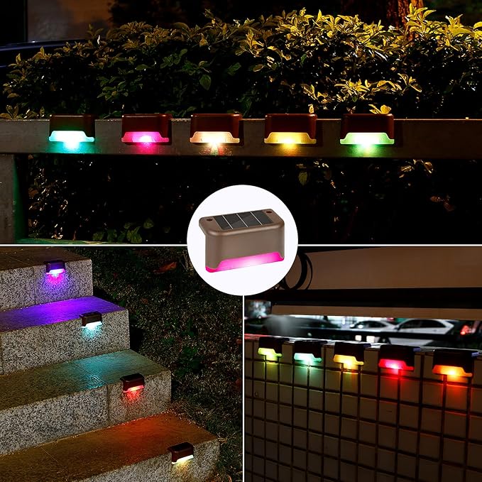 16 Pack Solar Deck Lights Outdoor, Solar Step Lights LED Waterproof Outdoor Lights Patio Decor for Stair Patio Yard Path and Garden, Color Changing