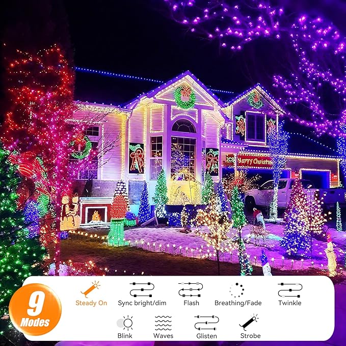 LitHome 99ft 300 Led Color Changing Christmas String Lights 35 Colors RGB Christmas Lights with Remote Timer,Dimmable Led String Light Outdoor Plug in,Xmas Tree Light for Indoor Party Halloween Decor