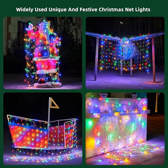 Led Net Lights Christmas Lights Outdoor Multicolor Christmas Net Lighting with 121Led Mini Globe Lights 5ftx5ft, Outdoor Indoor Fairy Mesh Net Lights for Christmas Trees, Bushes, Shrubs Decorations