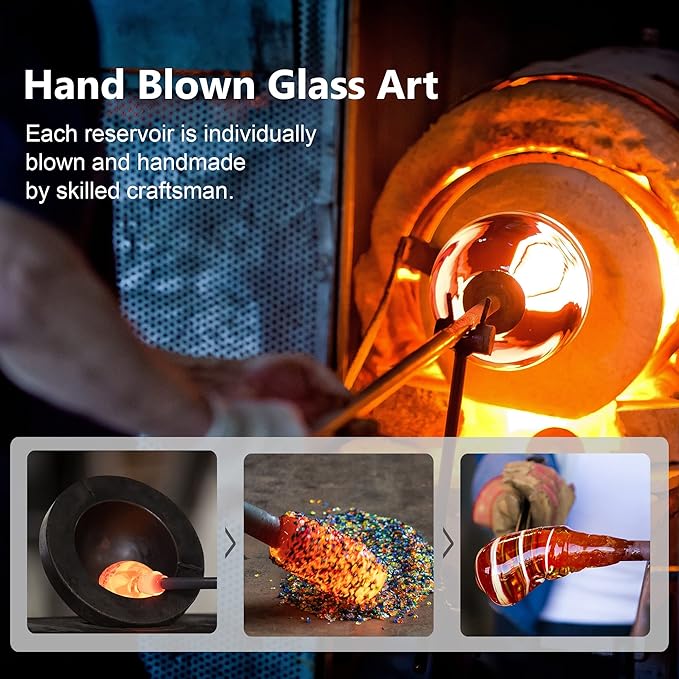 LUJII Ice Cream Shaped Spiral Hummingbird Feeder for Outdoors Hanging, Hand Blown Glass, 28 fl.oz, Leak Proof & Rustproof, Includes an Ant Moat with Hook, Unique & Stylish Glass Art & Decor (Purple)