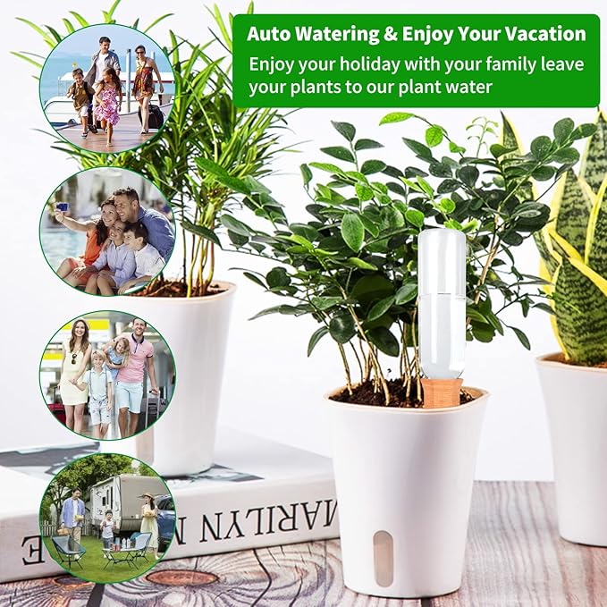 Plant Self Watering Stakes 12 Pack Terracotta Watering Spikes for Indoor and Outdoor Plants,Wine Bottle Plant Watering Devices, Automatic Plant Waterers for Vacation