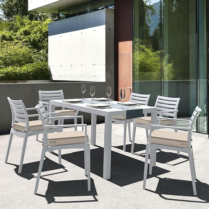 LVTXIII Patio Chair Cushions 19"x19"x3", Water-Repellent Outdoor Seat Cushions for Patio Furniture, Square Chair Pads with Ties for Home Garden Decoration, Set of 2, Light Grey