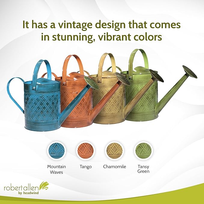 Robert Allen Home & Garden MPT01503 Robert Allen MPT011503 Wexley Metal, 2 Gallon, Mountain Waves 5 Gallon Watering can, 2 gal