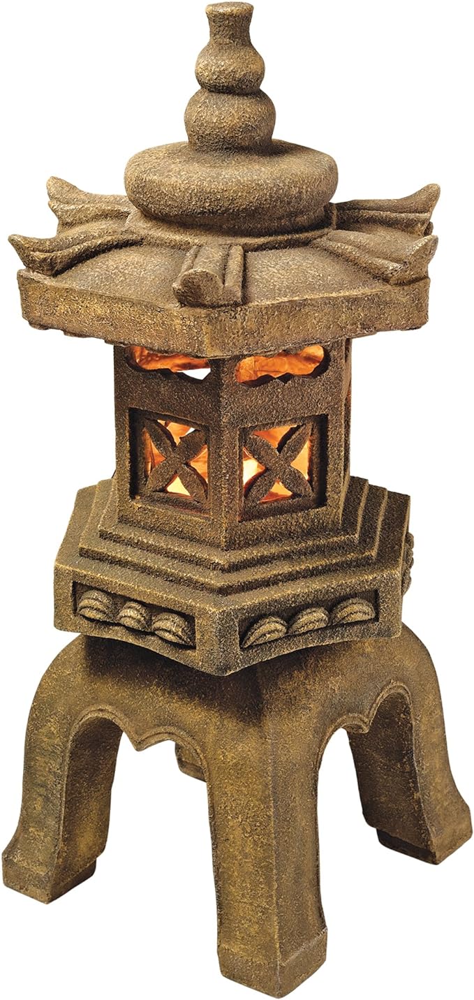 Design Toscano SS8577 Sacred Pagoda Lantern Asian Decor Garden Statue, Large, Gothic Stone