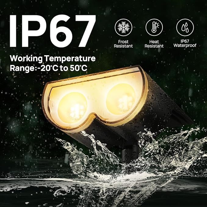 Consciot Solar Spot Lights Outdoor, 16 LEDs IP67 Waterproof Color Changing Solar Outdoor Lights, 8 Colors, Auto On/Off, 2-in-1 Adjustable Wall Lights for Garden Yard Pathway, 4 Pack(RGB)