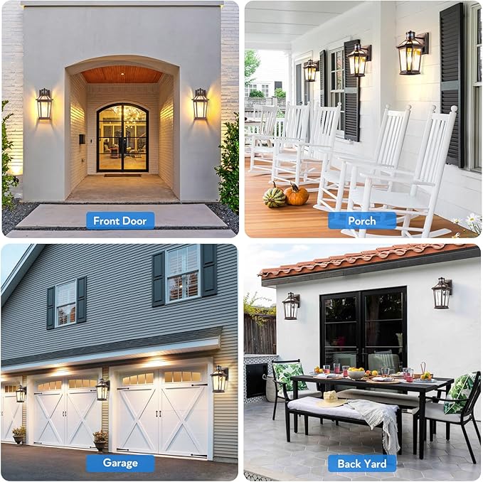 VIANIS Motion Sensor Outdoor Lights, Oil Rubbed Bronze Dusk to Dawn Outdoor Wall Lights Exterior, Waterproof Wall Lantern with Tempered Glass, Modern Outside Wall Sconce for Garage Front Porch, E26