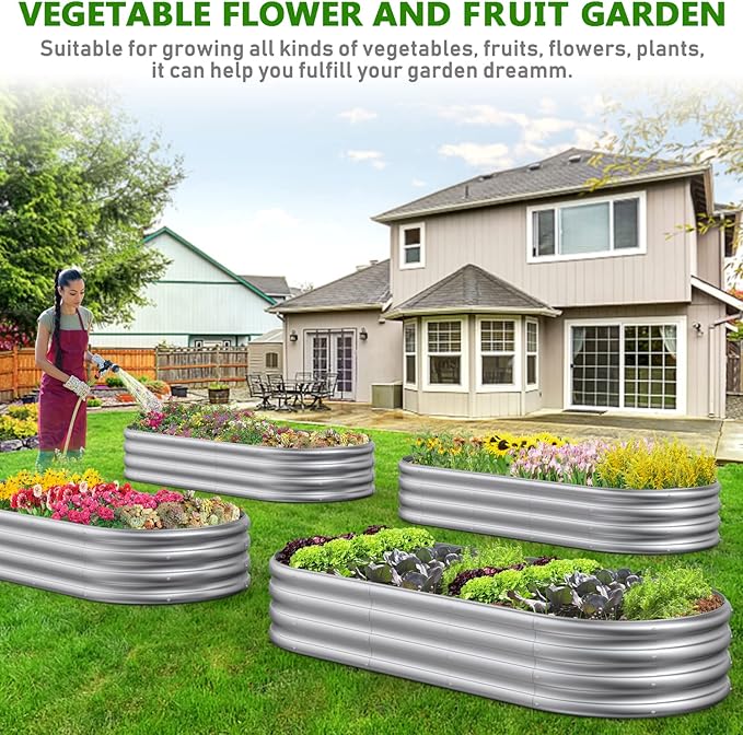 6x2.3x1ft Raised Garden Bed for Flowers, Outdoor Raised Planter Box, Backyard Raised Garden Bed for Plant