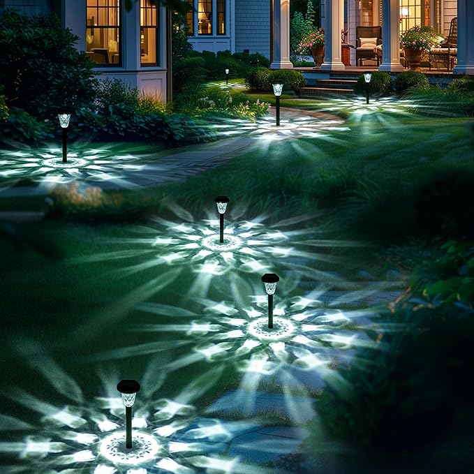 GIGALUMI Solar Outdoor Lights,Solar Lights Outdoor Waterproof 12 Pack,Cool White Solar Pathway Lights for Outside,Outdoor Lights Solar Powered Garden Decoration for Pathway,Patio,Lawn,Yard