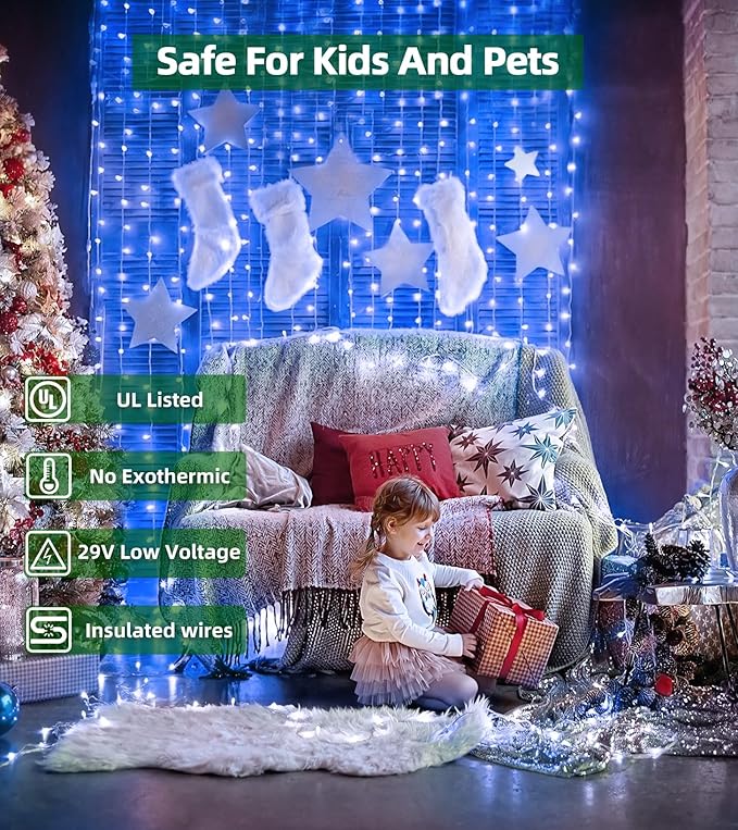 750 LED 246FT Christmas Lights Outdoor, Super Long Waterproof Christmas String Lights with 8 Modes, Christmas Tree Lights with Timer Memory for Fence Garden Xmas Wedding Party Decor Blue