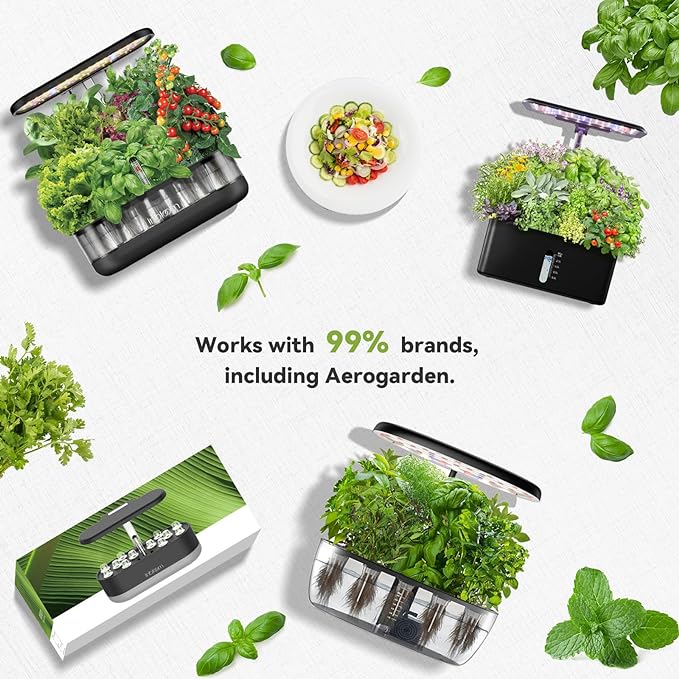 inbloom Herb Seed Pod Kit for AeroGarden, iDOO, Ahopegarden, MUFGA Hydroponic Growing System Indoor Garden, 12-Pod, 350+ Seeds Included Basil, Mint, Cilantro, Parsley, Shiso, Chicory, Liquorice