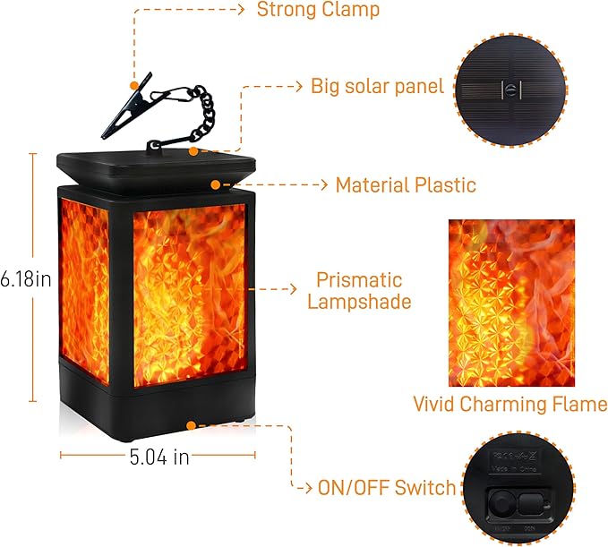 Solar Lanterns-Sunklly Hanging Solar Lights 3 Modes Changing & Fixed Waterproof Hanging Lanterns Outdoor Dancing Flicking Flame Decoration for Garden Patio Yard Pathway (2 Pack New Flame)