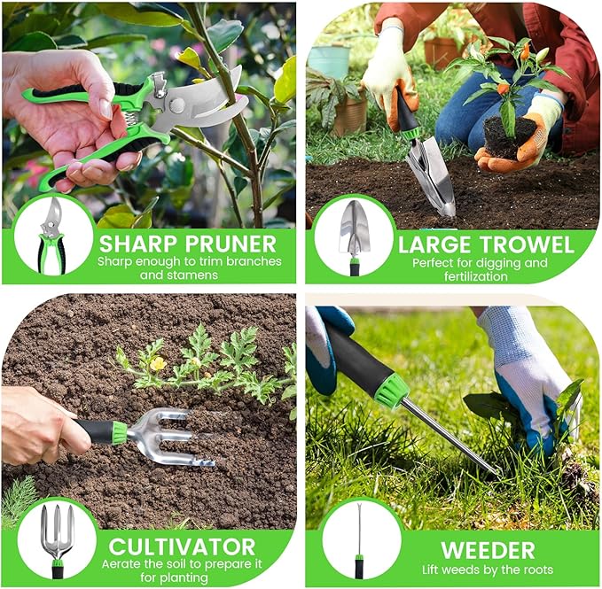 Upgraded Kneeler and Seat - Thicken & Widen Soft Kneeling Pad, Heavy Duty Gardening Stool with 2 Tool Bags & 4 Garden Tools, Gifts for Women, Men & Seniors