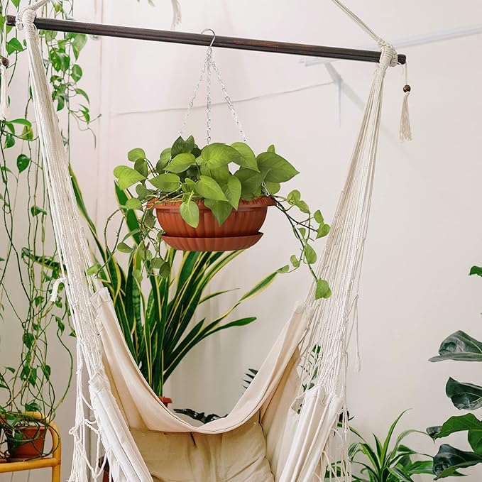 summer flower Planter, 3pcs 12.59in Large Hanging, Plant Pot with Drainage Hole, Plastic, for Indoor Outdoor Garden Herb Succulent, Wall Window Mount, Red2