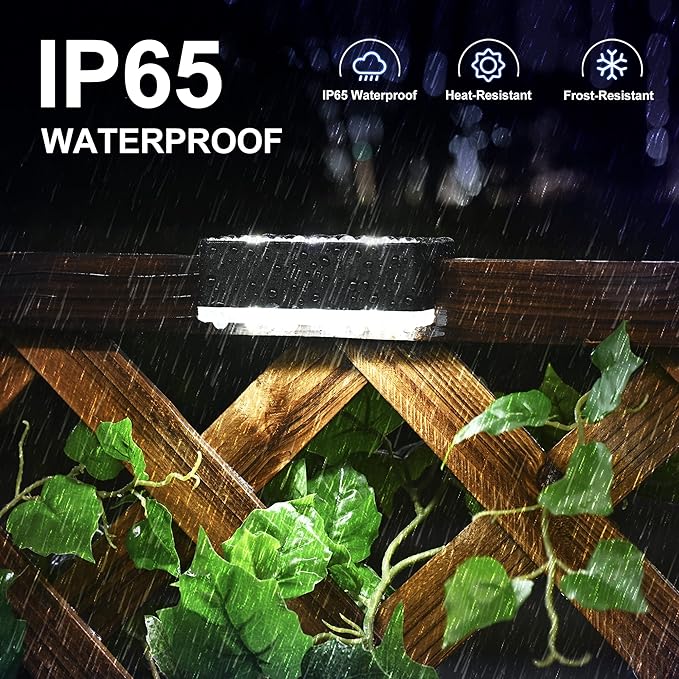 SOLPEX Solar Fence Lights, 6 LEDs Solar Lights Outdoor Waterproof Solar Powered for Deck, Stair, Front Porch, Balcony, Walkway, Garden, Yard, Patio, Pool Decor, IP65 Waterproof (16 Pack, Cold White)