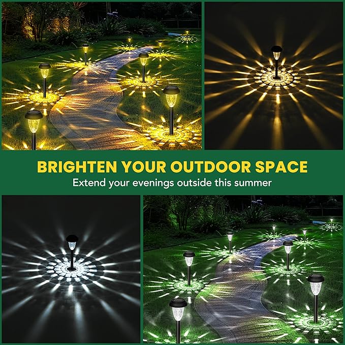 GIGALUMI 12 Pack Solar Light Outdoor Waterproof, Warm White Pathway Lights Solar Powered, Landscape Lighting, Garden Lights for Decor, Patio, Garden, Yard, Pathways, Walkway
