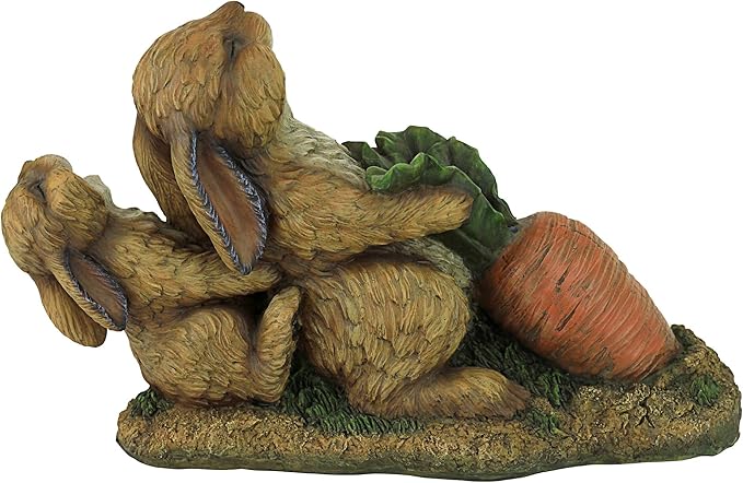 Design Toscano The Carrot Crew Rabbit Statue, Multicolored