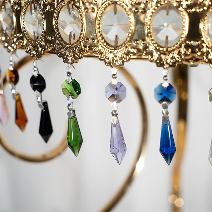 HDCRYSTALGIFTS 40pcs Rainbow Colors Crystal Icicle Pendant Chandelier Teardrop Prisms Drops Lamp Candle Holders Curtain DIY Parts,38mm