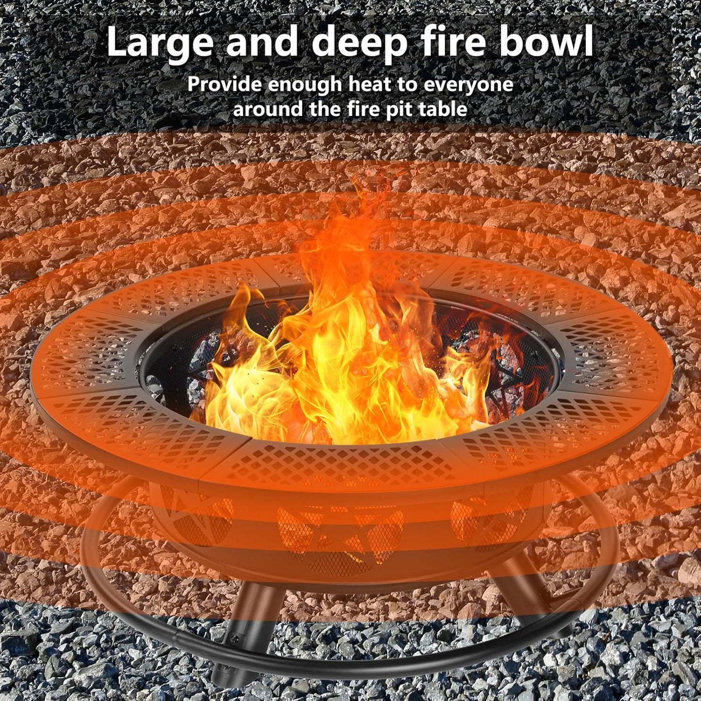 42 Inch Fire Pit with 2 Grills, Extra Large Wood Burning Fire Pits for Outside with Lid & Poker, Heavy Duty Firepit,BBQ& Outdoor Fire Pit & Round Metal Table 3 in 1 for Patio, Picnic, Party