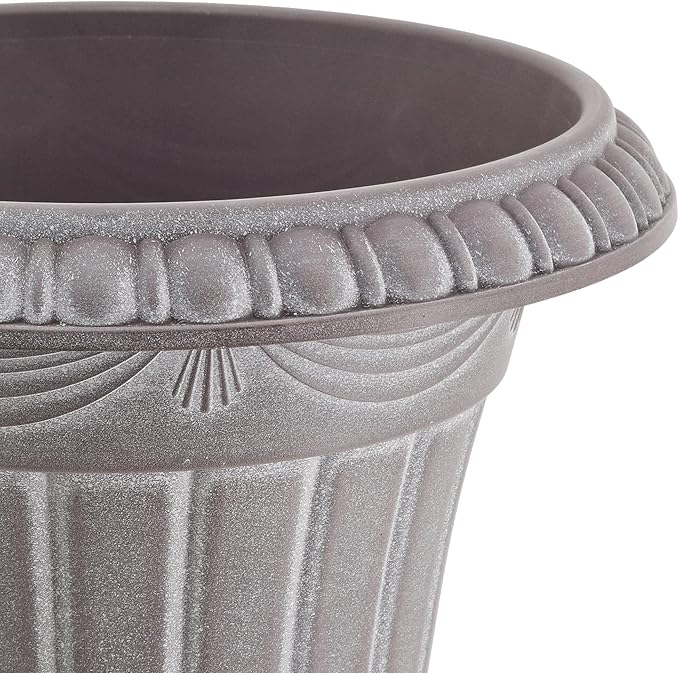 PL00CW Classic Traditional Plastic Urn Planter Indoor/Outdoor, 16" x 18", White Wash