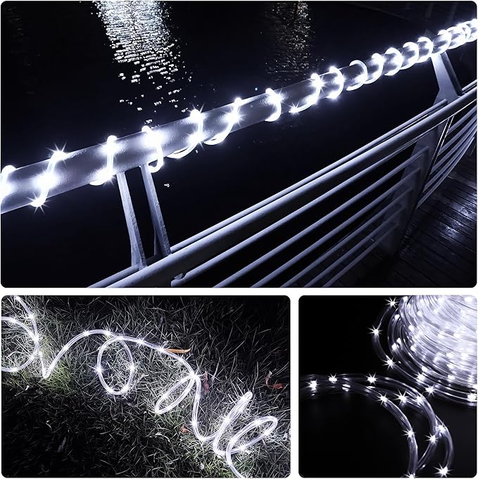 LED Rope Lights for Outside 100Ft Waterproof Rope Lighting 429 LEDs 110V 8 Modes Remote Control Timer Christmas Rope Lights for Indoor Outdoor Party Holiday Garden Decoration (White)