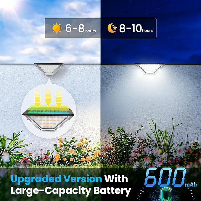 SOLPEX Solar Step Lights Outdoor,Solar Deck Lights for Outside,Two-Sided Stair Lights with 33 LEDs,Waterproof IP65 for Garden,Fence,Deck,Steps,Stair,Porch（16 Pack,Cold White）