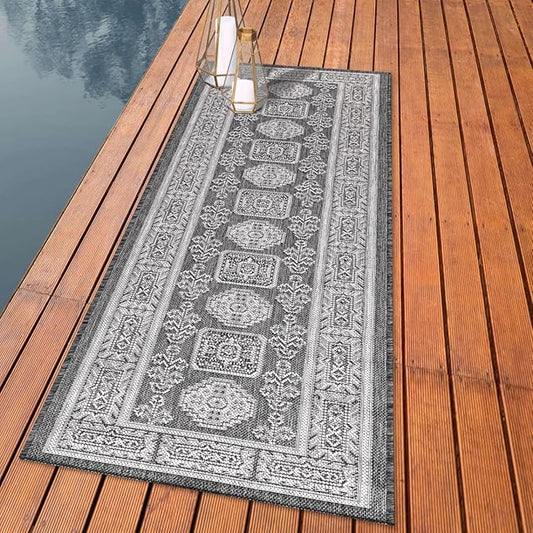 Keen Home Design Terrace Outdoor Runner Rug - 2x12 Washable Indoor/Outdoor Rug for Patio, Kitchen, Balcony, Beach, Garden, Deck and Porch, Size: 2'2"x11'10"