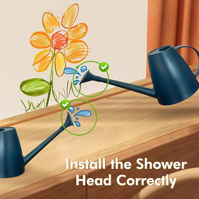 Watering Can for Indoor Outdoor Plants, Modern Small Watering Cans with Removable Nozzle, Long Spout Watering Can for Indoor Bonsai Plants Garden Flowers 1/2 Gallon 1.8L 60OZ (Dark Blue)