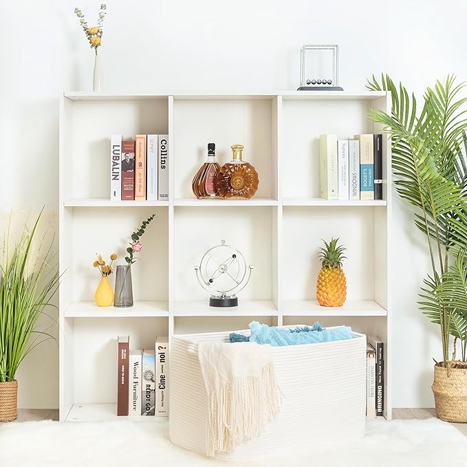 MINTWOOD Design 22in Extra Large Blanket Basket Holder Living Room, Rectangle Rope Woven Storage Basket with Handles for Laundry, Pool Towels, and Shoes, Dog Toy Organizer Bin Box, Creamy White