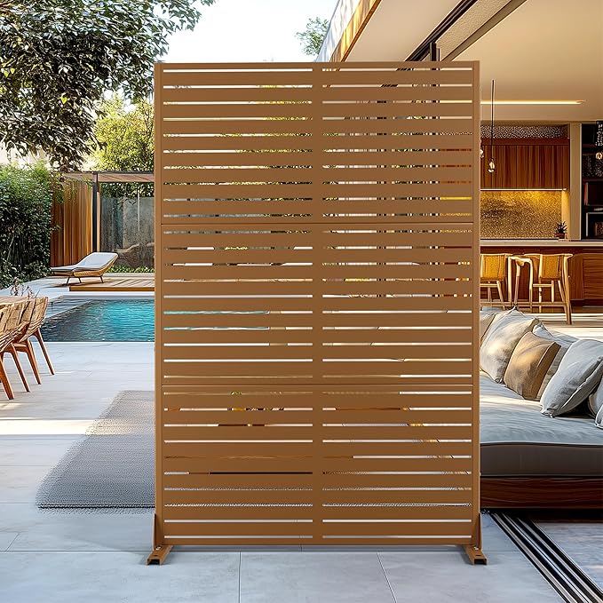 Outdoor Privacy Screen,72" H×47" W Metal Privacy Screen, Freestanding Privacy Fence Panels for Patio