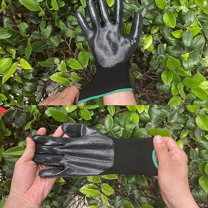 Evridwear Work Gloves with Grip Rubber Coated for Men Women Warehouse Mechanic,12 Pairs Bulk