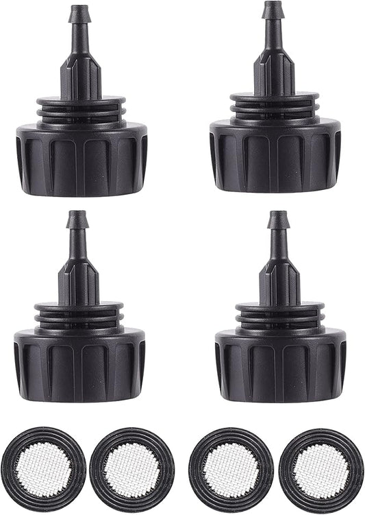 Inner 3/4 inch to Single 1/4 Pipe Joint with Four Black Strainer 6-Point Washers，Garden Irrigation System Used in Gardens,Lawns