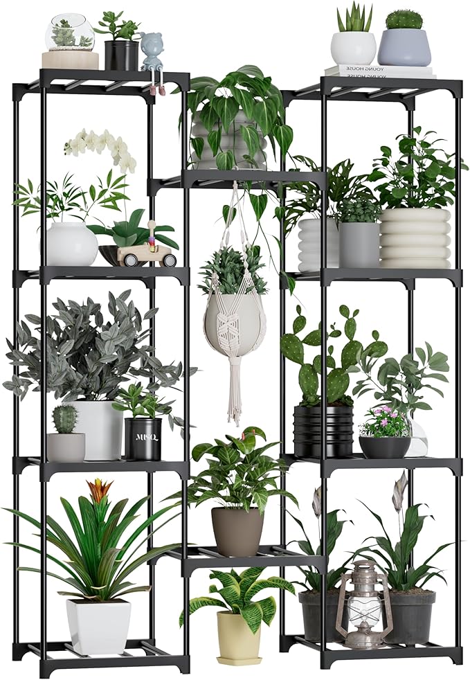Tall Plant Stand Indoor Metal Plant Shelf Outdoor Tiered Plant Rack for Multiple Plants 4 Tiers 10 Pots Ladder Plant Holder Plant Table for Plant Pots Boho Home Decor for Gardening Gifts